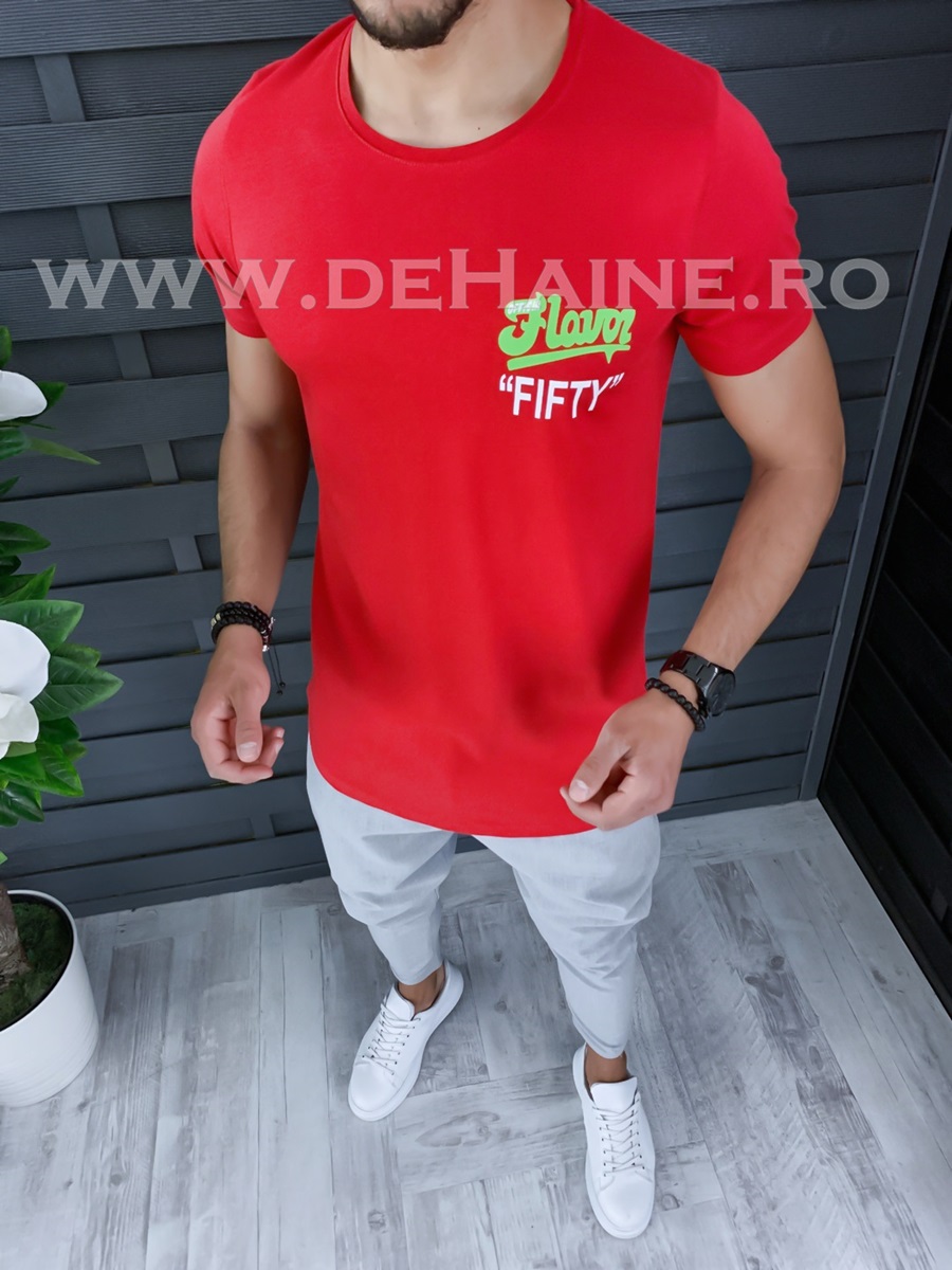 Tricou barbati rosu slim fit ZR B1013 N1-2